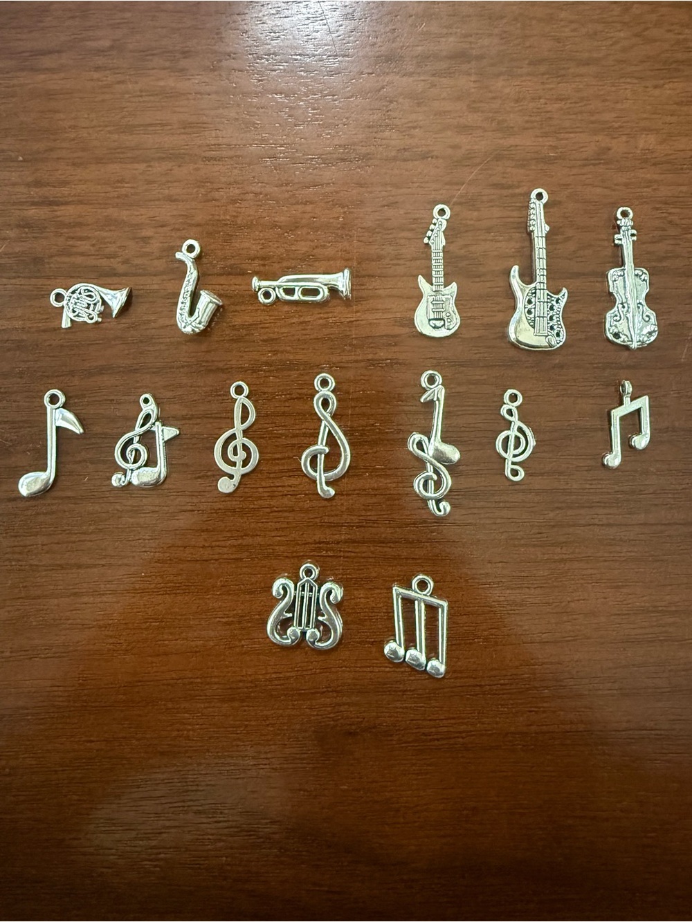 Silver Tone Musical Charm Set for Jewelry Making - 40 Pieces Total